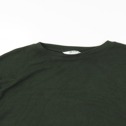 Close-up detail of Dorothy Perkins women’s green jumper, size UK 14