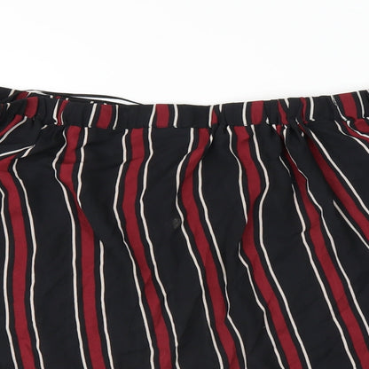 Close-up detail of Atmosphere women’s black striped basic t-shirt, size UK 16