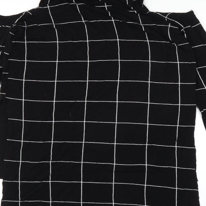Brand and care label for Select women’s black striped basic t-shirt, size UK 12