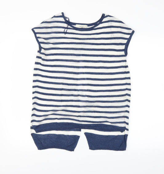 NEXT Womens White Striped  Basic T-Shirt Size 8