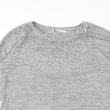 Close-up detail of Tu women’s grey jumper, size UK 10