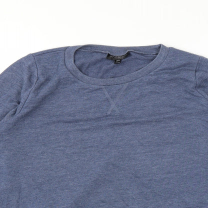 Close-up detail of Topshop women’s blue jumper, size UK 12
