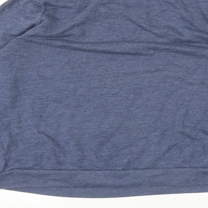 Brand and care label for Topshop women’s blue jumper, size UK 12