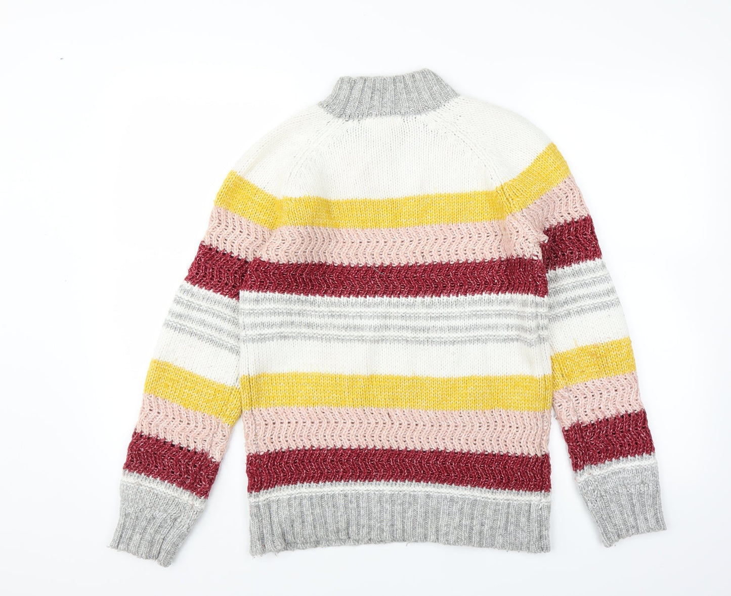 falmer Womens White Striped Knit Pullover Jumper Size S