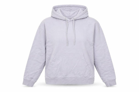 Front view of H&M women’s purple pullover hoodie, size M