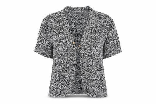 Front view of Pulse women’s grey knit cardigan jumper, size S