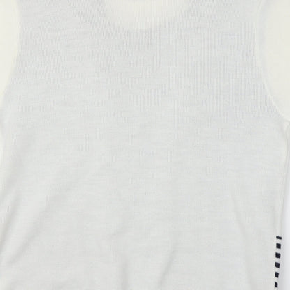 Brand and care label for Hand to Hand women’s white jumper, size M