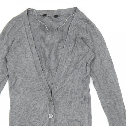 Close-up detail of George women’s grey cardigan jumper, size UK 8