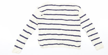 Back view of H&M girls’ white striped jumper, size 8-9, years