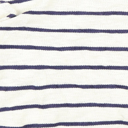 Brand and care label for H&M girls’ white striped jumper, size 8-9, years