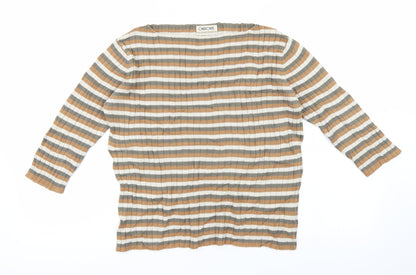 Additional front view of Cherokee women’s multicoloured striped jumper, size UK 14