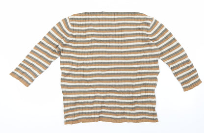 Back view of Cherokee women’s multicoloured striped jumper, size UK 14