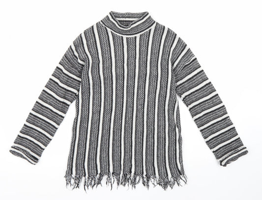 Topshop Womens Black Striped  Pullover Jumper Size 10