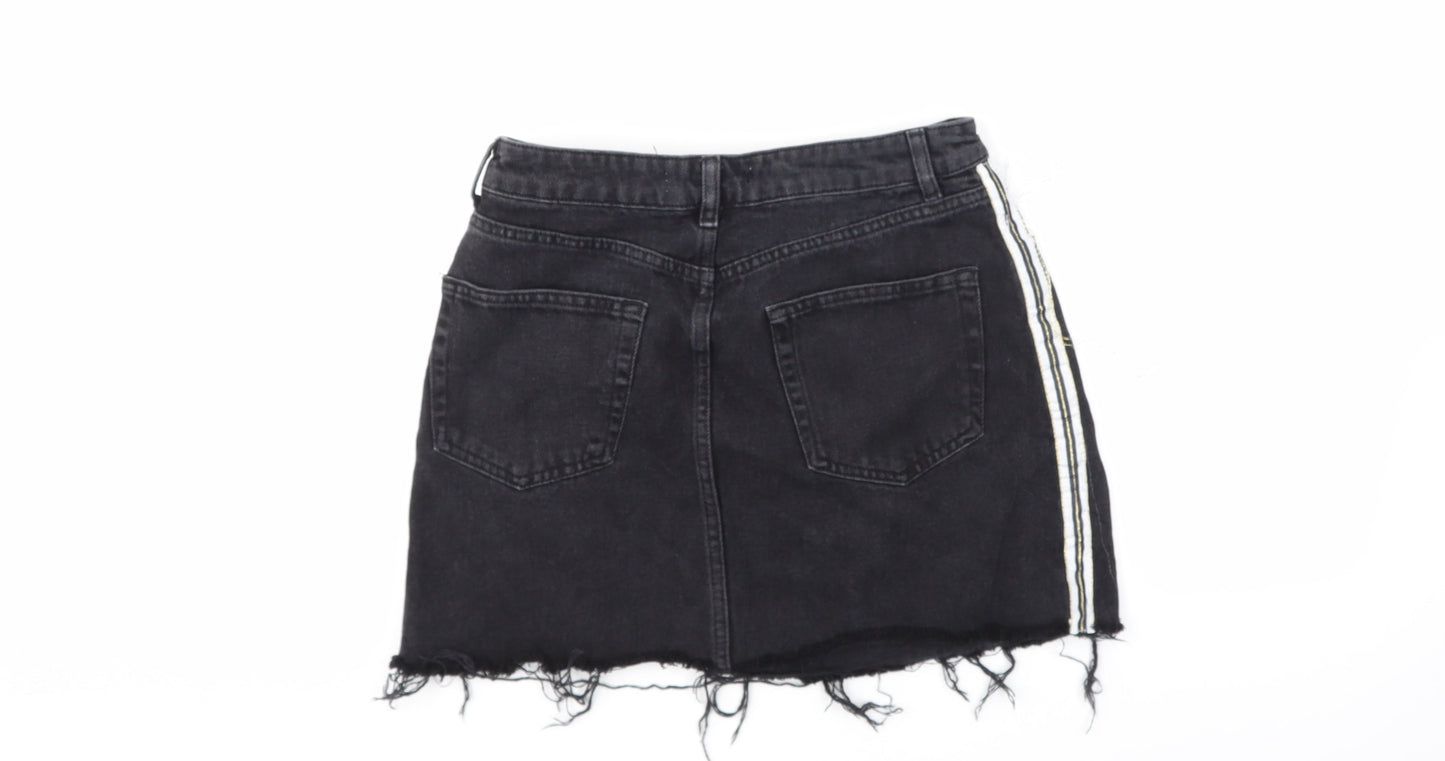 Denim & Co. Womens Black  Denim A-Line Skirt Size 10