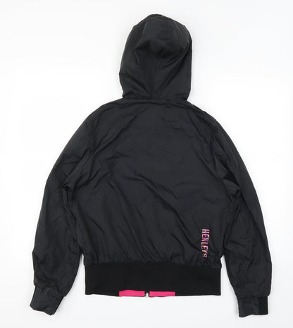 Back view of Henleys women’s black varsity jacket coat one size -, size UK 1