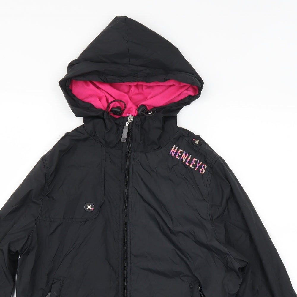 Henleys Womens Black   Varsity Jacket Coat One Size  - size 1