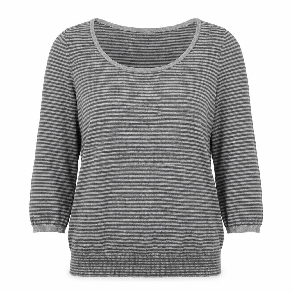 Marks & Spencer Womens Grey Striped  Henley Jumper Size 12