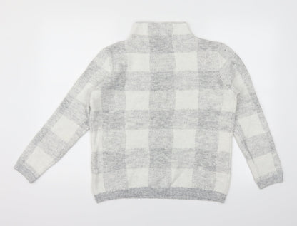 Back view of Peacocks women’s grey plaid jumper, size M