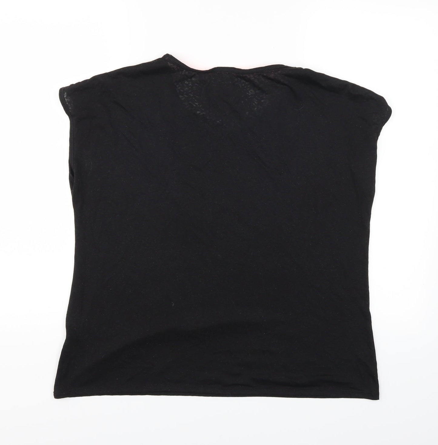 Marks and Spencer Womens Black   Basic T-Shirt Size 16  - See Through