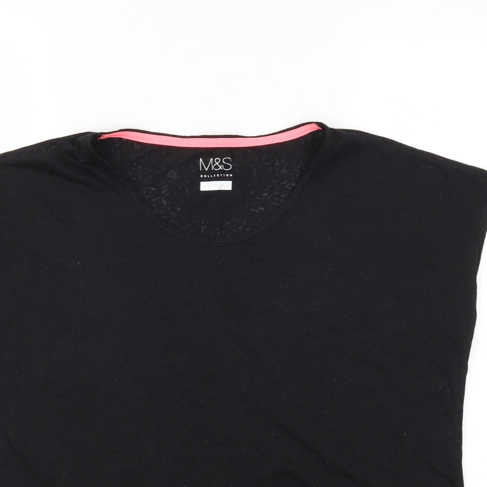 Marks and Spencer Womens Black   Basic T-Shirt Size 16  - See Through
