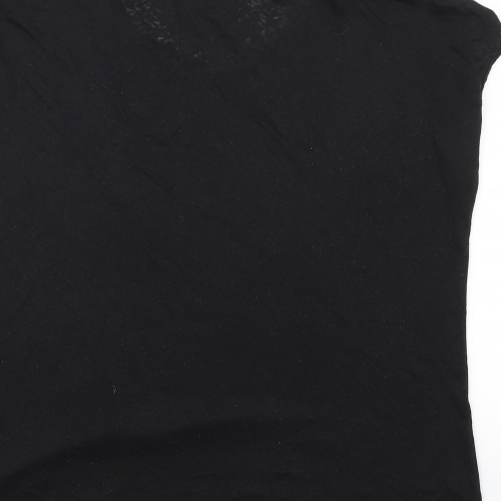 Marks and Spencer Womens Black   Basic T-Shirt Size 16  - See Through