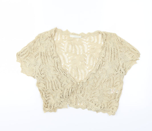 Marks and Spencer Womens Beige   Cardigan Jumper Size 12  - see through
