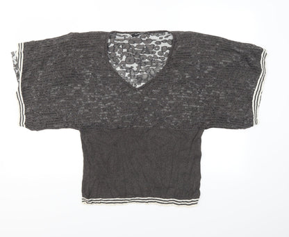 Front view of belly barley women’s grey basic blouse, size UK 16