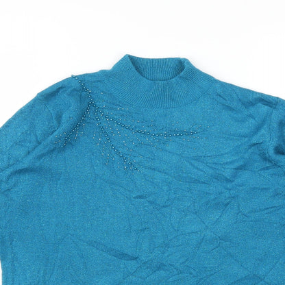 Close-up detail of Bonmarché women’s blue jumper, size M