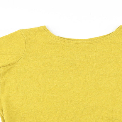 Close-up detail of Next women’s yellow basic blouse, size UK 10