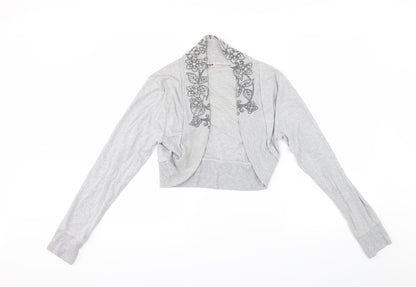 Additional front view of Tease women’s grey cardigan jumper, size UK 18