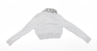 Back view of Tease women’s grey cardigan jumper, size UK 18