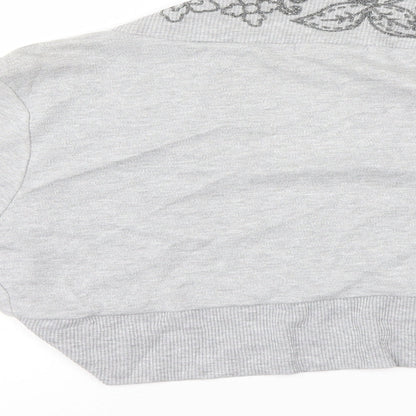 Brand and care label for Tease women’s grey cardigan jumper, size UK 18