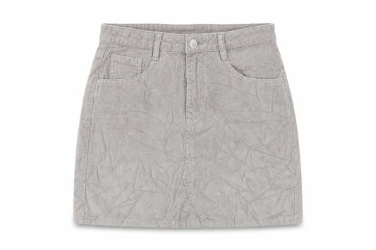 Front view of Denim & Co. women’s grey a-line skirt, size UK 8