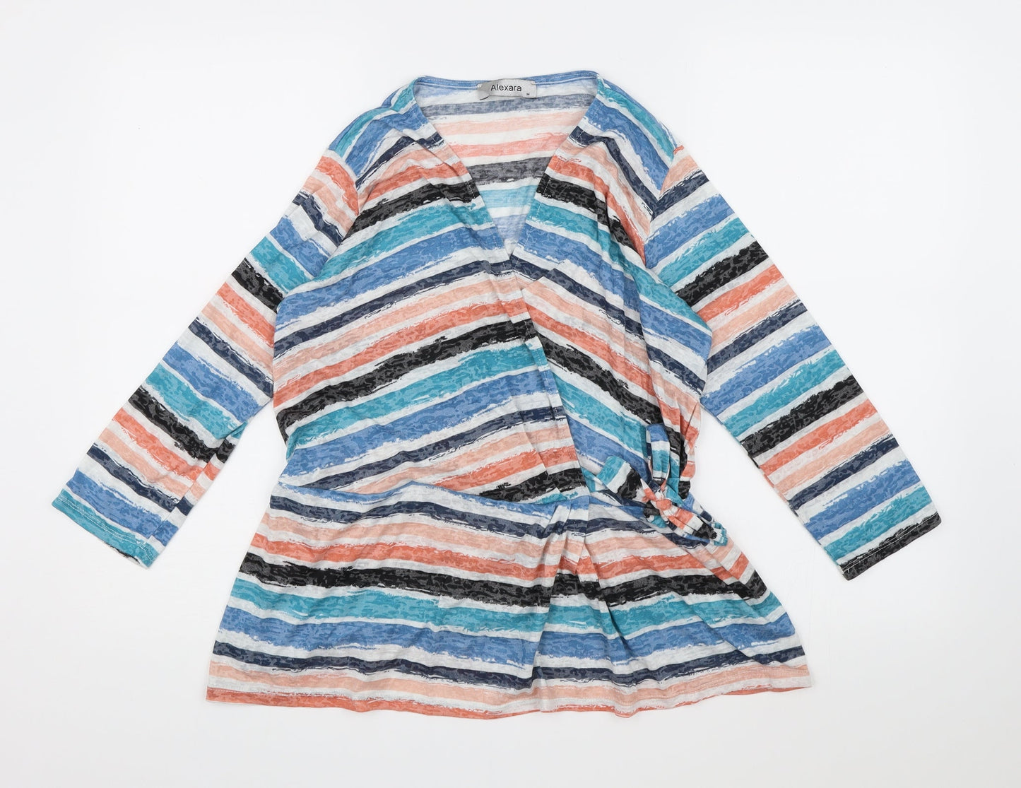 Alexandra Womens Multicoloured Striped  Wrap Blouse Size M