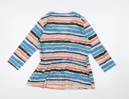Back view of Alexandra women’s multicoloured striped wrap blouse, size M