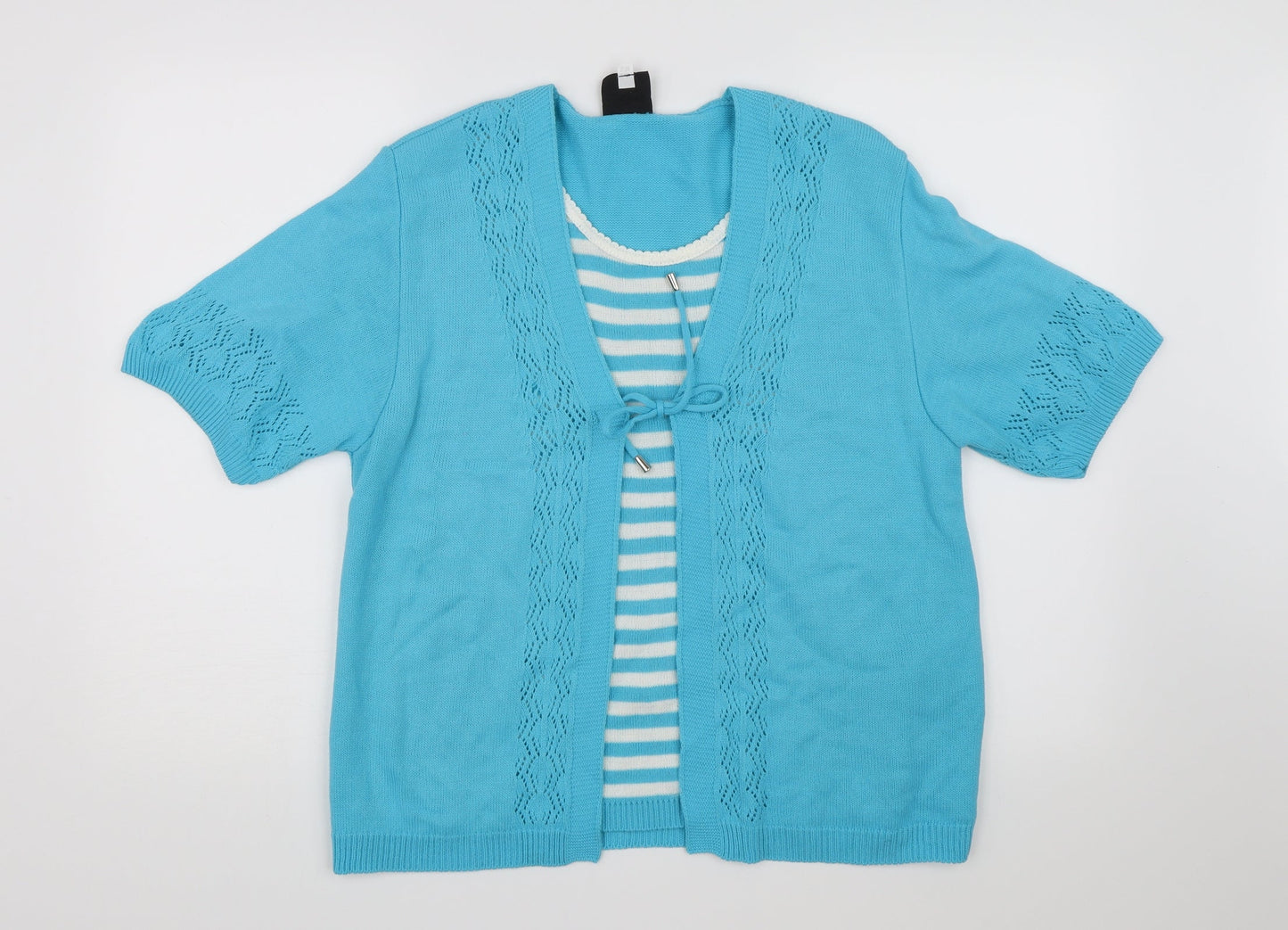 Florida Collection Womens Blue Striped Knit Pullover Jumper Size S