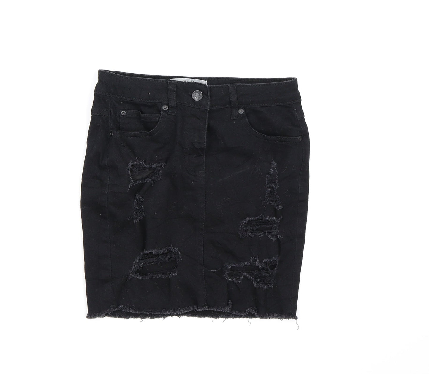 New Look Womens Black  Denim A-Line Skirt Size 6