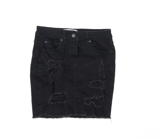 New Look Womens Black  Denim A-Line Skirt Size 6