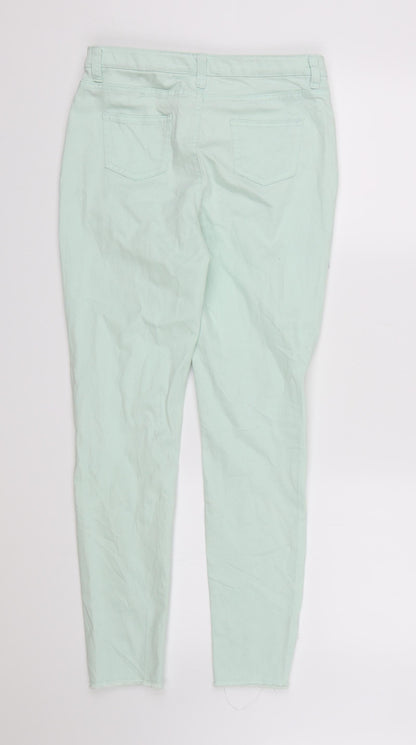 Back view of Denim CO. girls’ green denim skinny jeans, size 13-14, years - distressed