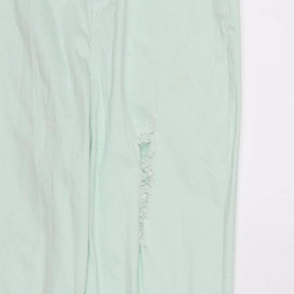 Close-up detail of Denim CO. girls’ green denim skinny jeans, size 13-14, years - distressed