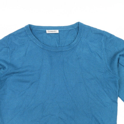 Close-up detail of Damart women’s blue jumper, size UK 10