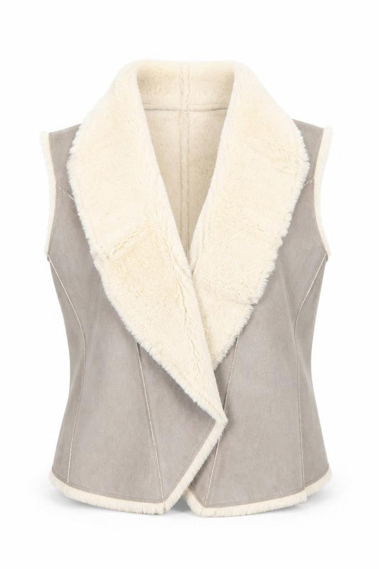 Front view of New Look women’s grey windbreaker waistcoat, size UK 14
