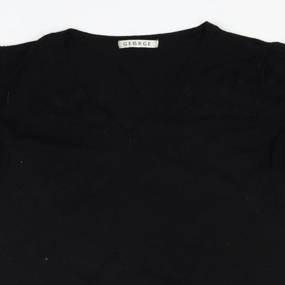 Close-up detail of George women’s black knit jumper, size UK 12