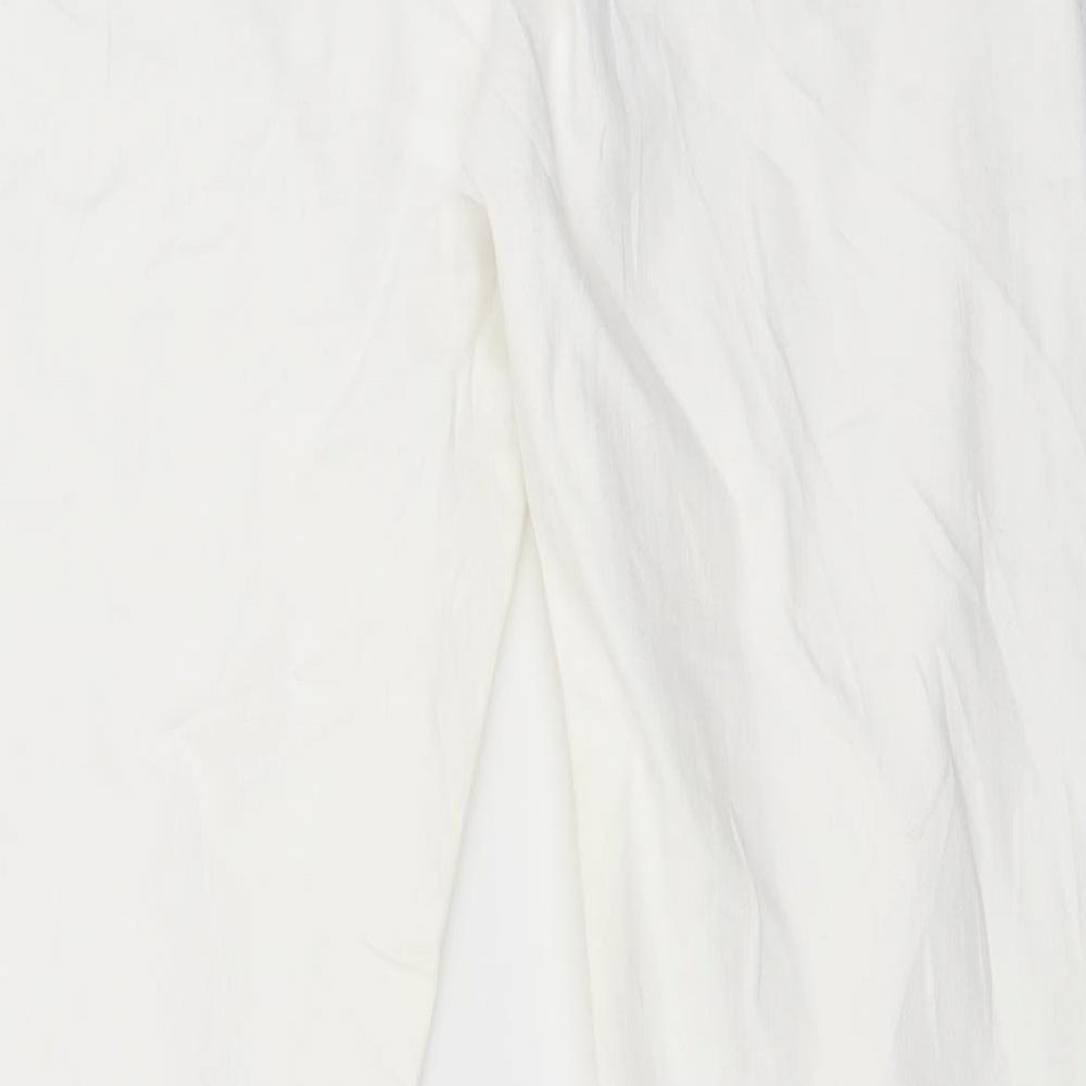 Marks and Spencer Womens White  Denim Straight Jeans Size 10 L28.5 in - flowers