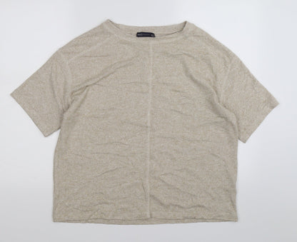 Front view of Marks & Spencer women’s beige knit jumper, size UK 14
