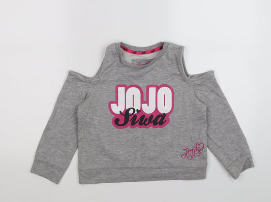 Jojo Silva Girls Grey   Pullover Sweatshirt Size 8-9 Years  - cold shoulder