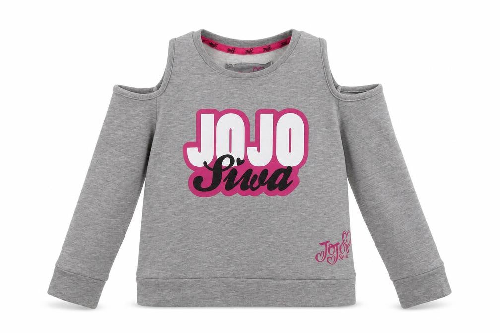 Jojo Silva Girls Grey   Pullover Sweatshirt Size 8-9 Years  - cold shoulder