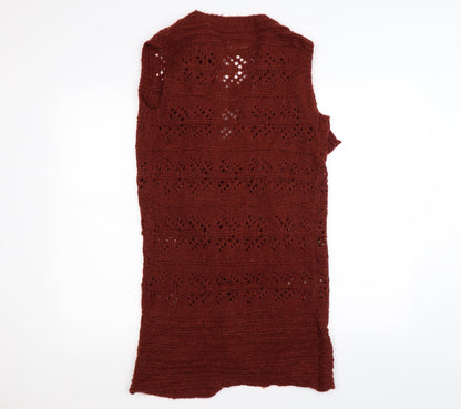 Back view of Tu women’s brown knit cardigan jumper, size UK 12