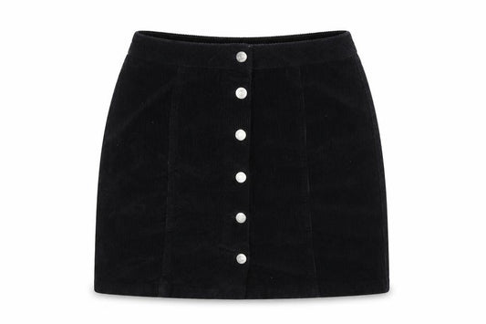 Front view of New Look women’s blue striped corduroy straight & pencil skirt, size UK 8