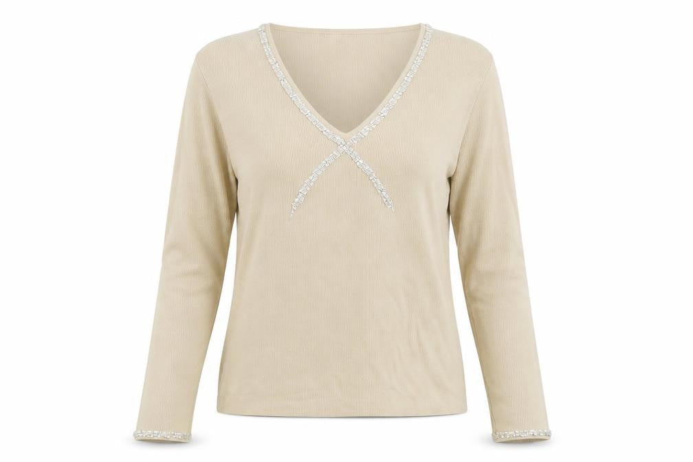 miss papillon Womens Beige Striped Knit Pullover Jumper Size L